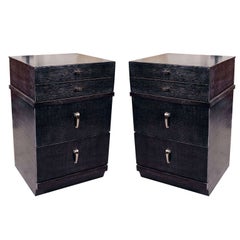 Mid-Century Pair of Three Drawer Nightstands