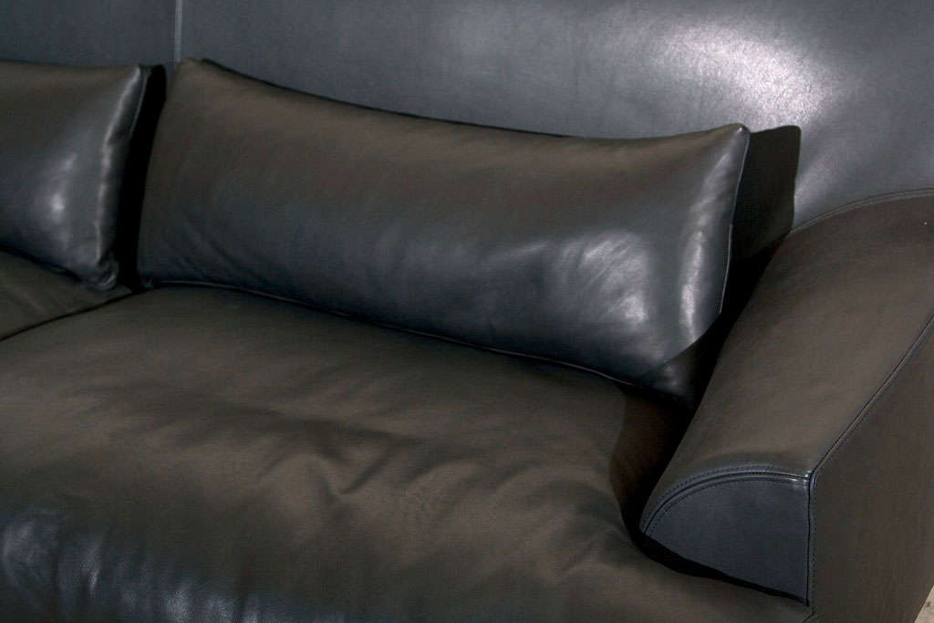 Contemporary Tacchini   Montevideo  Sofa  in  Black   Leather