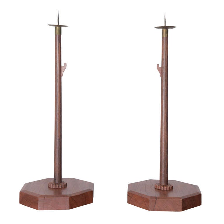 Pair of Mid 19th Century Japanese Meiji Period Candlesticks