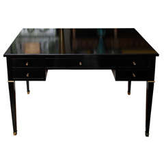 A Five Drawer French Louise XVI Style Ebonized Desk