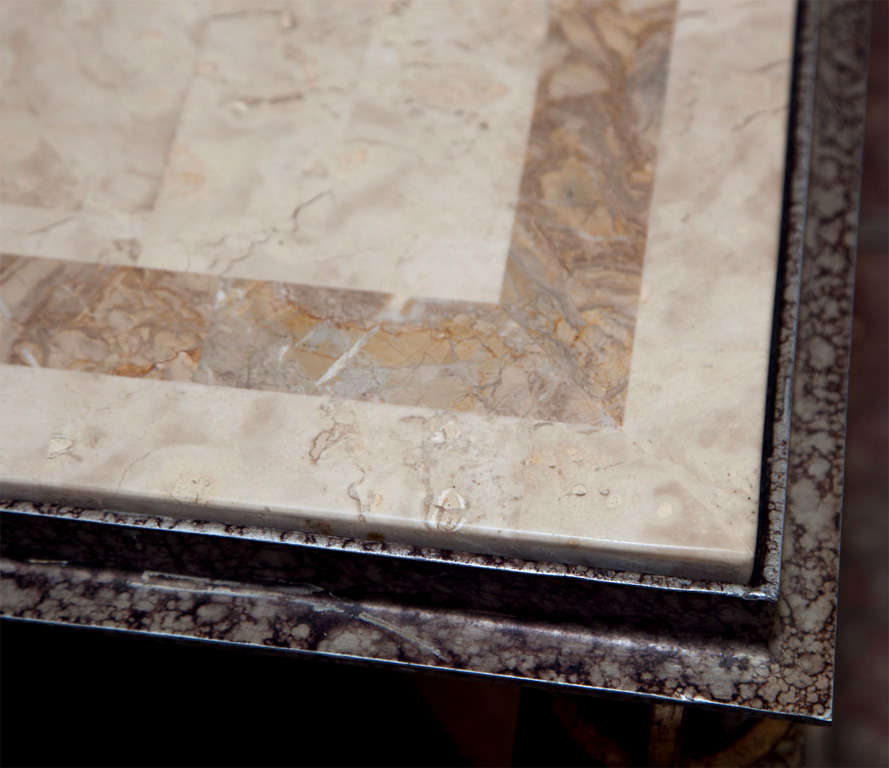 Metal & Marble Square Coffee Table In Good Condition For Sale In Mt. Kisco, NY