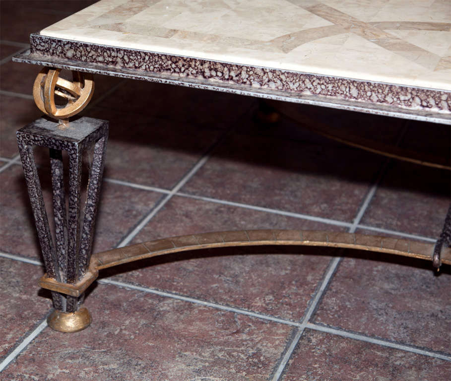 Metal & Marble Square Coffee Table For Sale 2