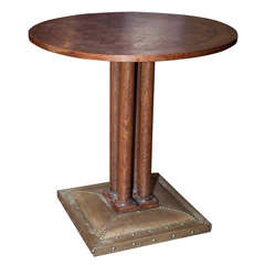 Oak and Metal Round Table
