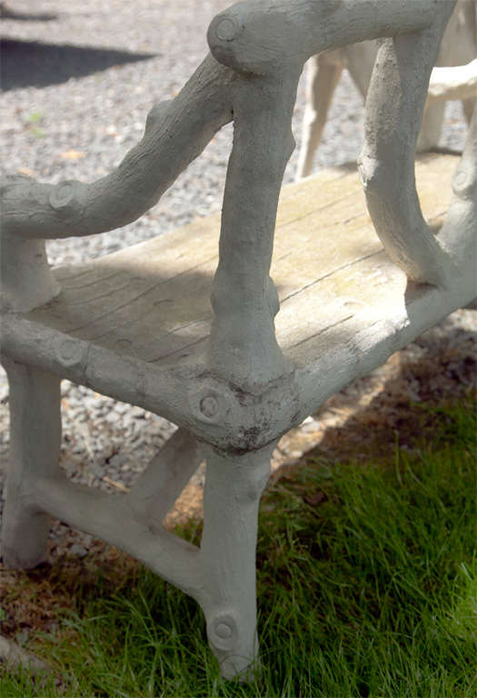 Faux Bois White Painted Bench 1