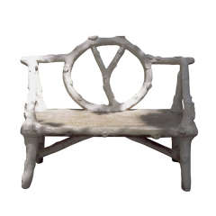 Faux Bois White Painted Bench