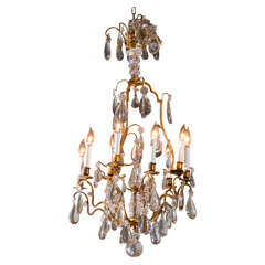 Antique 19th Century French Bronze and Crystal Chandelier