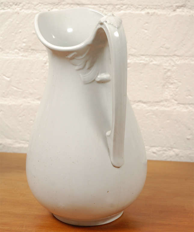 English Antique  White Ironstone Pitcher