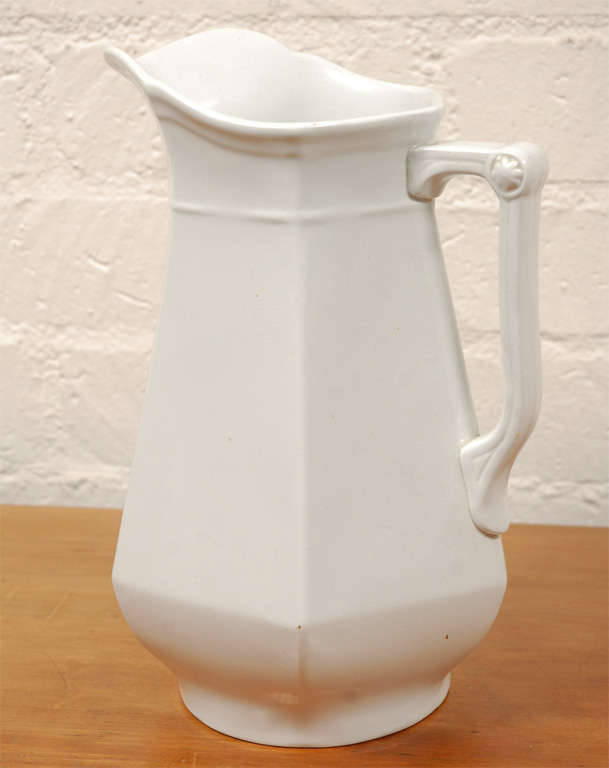 Antique  White Ironstone Pitcher 1