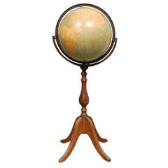 Antique Cram Terestial 12" Globe on Turned Wood Floor Stand