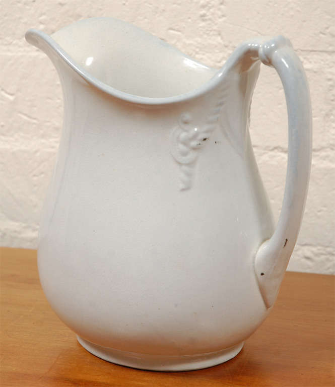 Antique White Ironstone Pitcher at 1stDibs