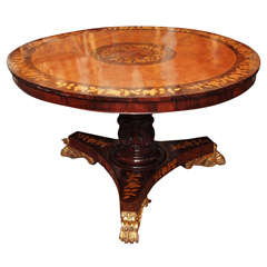 English Regency Marquetry  Tilt Top Center Table
