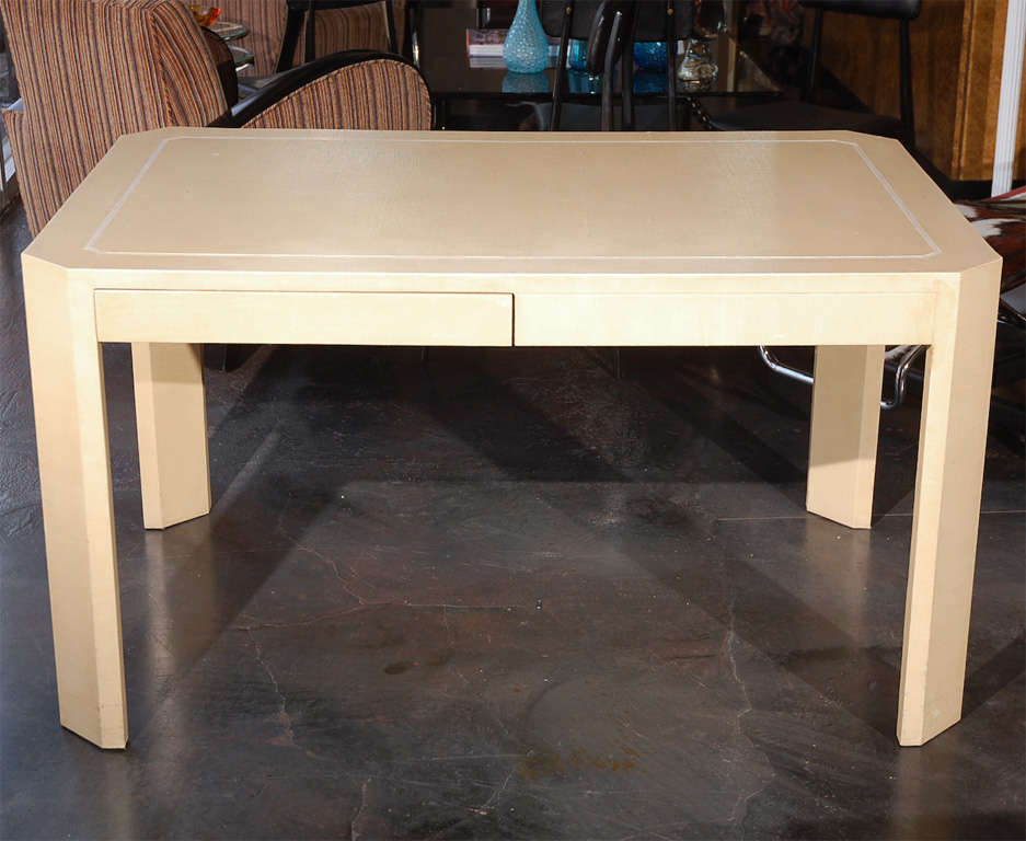Lacquered Linen Desk Attributed to Karl Springer