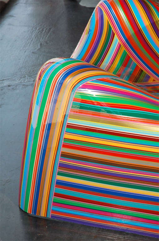 Pair of Colorful Striped Vintage Armchairs by Mauro Oliveira 3