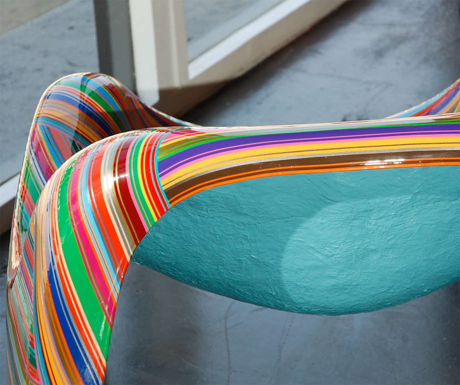 Pair of Colorful Striped Vintage Armchairs by Mauro Oliveira 5