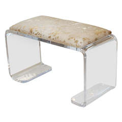 Vintage Lucite Waterfall Bench in Gold Hide