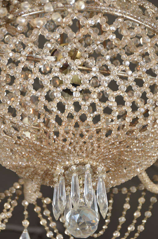 19th c. Italian Crystal and Beaded Chandelier 1