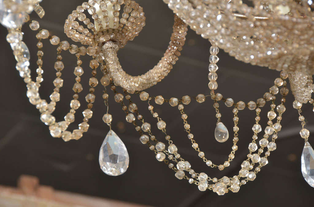 19th c. Italian Crystal and Beaded Chandelier 2