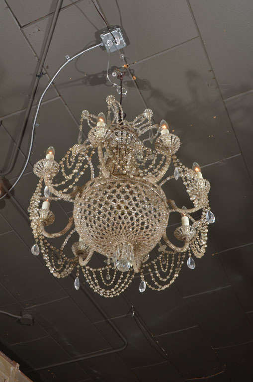 19th c. Italian Crystal and Beaded Chandelier 3