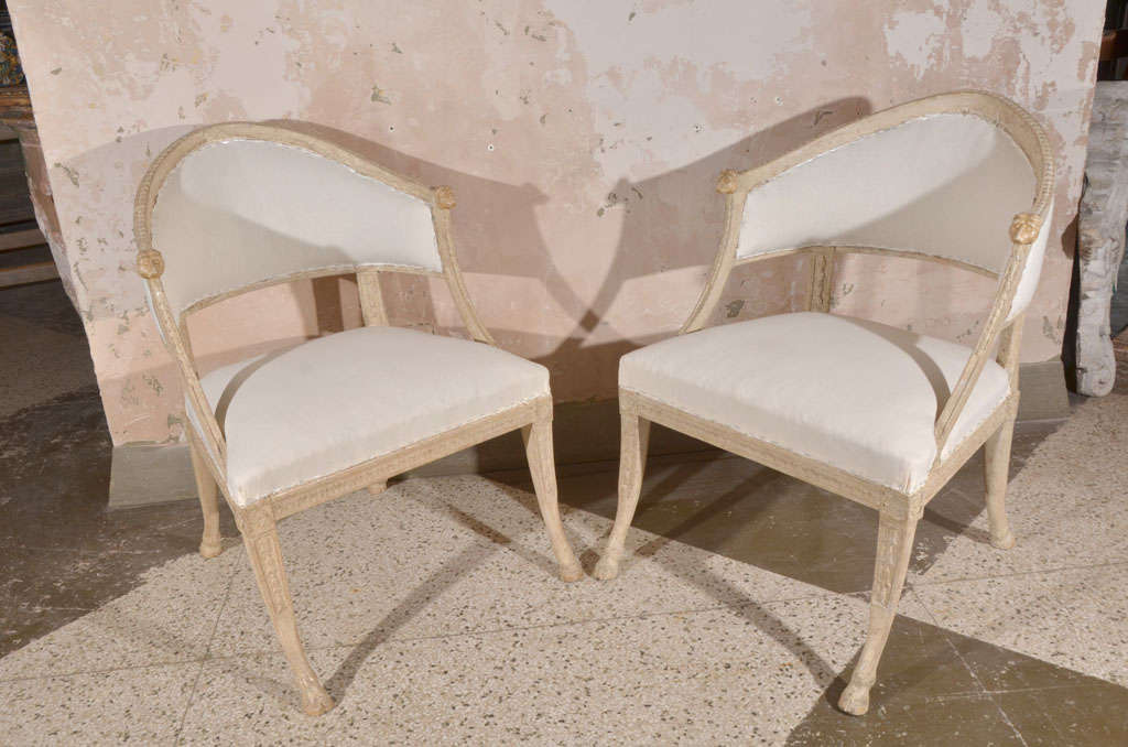 Pair Swedish Barrel Back Chairs