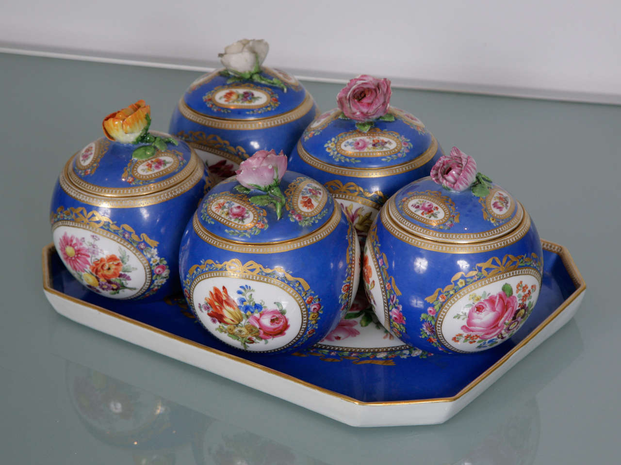 Meissen Cups and Covers with Tray made for the Turkish Market