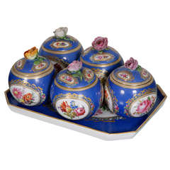 Antique Meissen Cups and Covers with Tray made for the Turkish Market