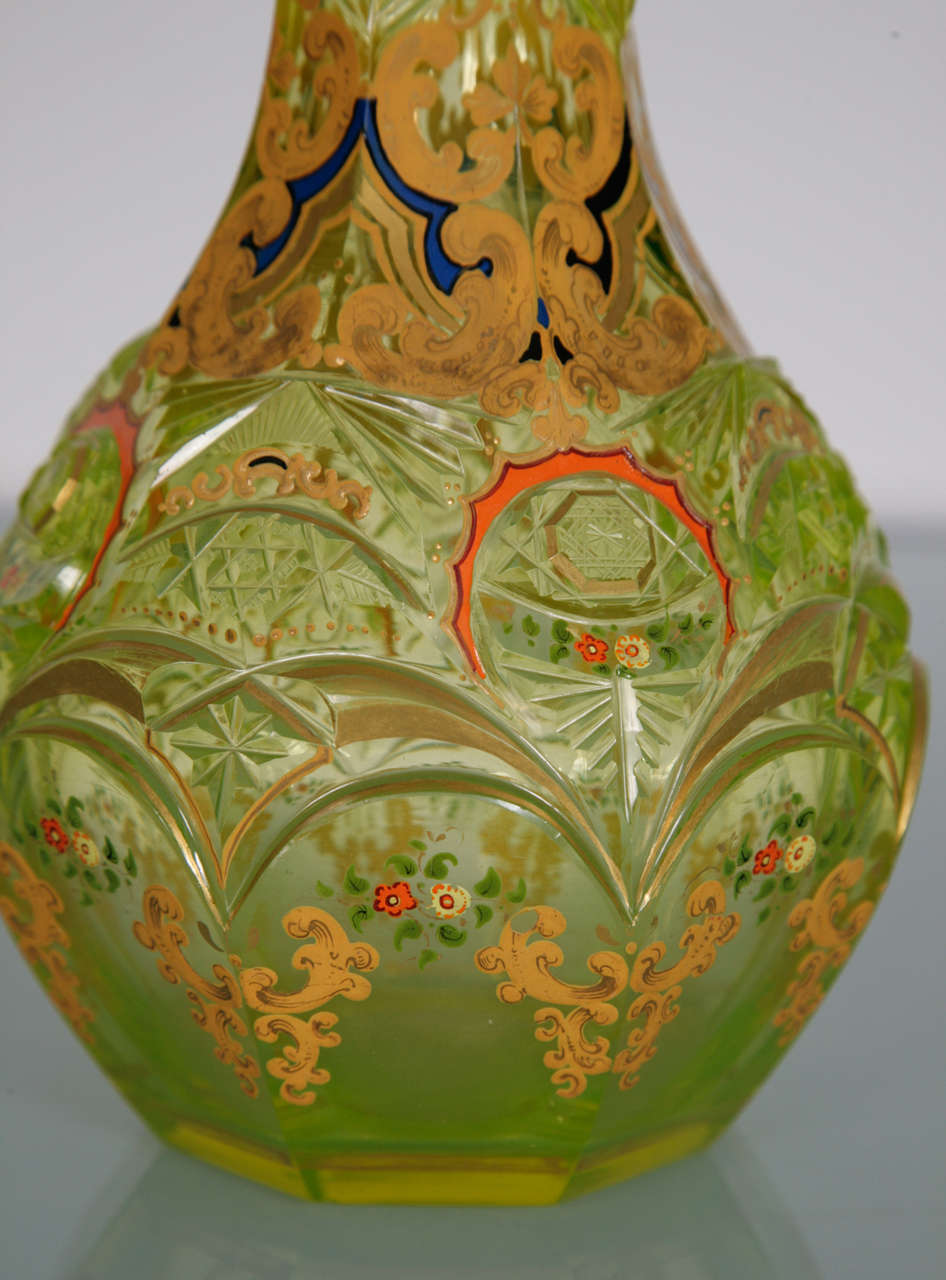 19th Century Bohemian Glass Hookah Vase For Sale