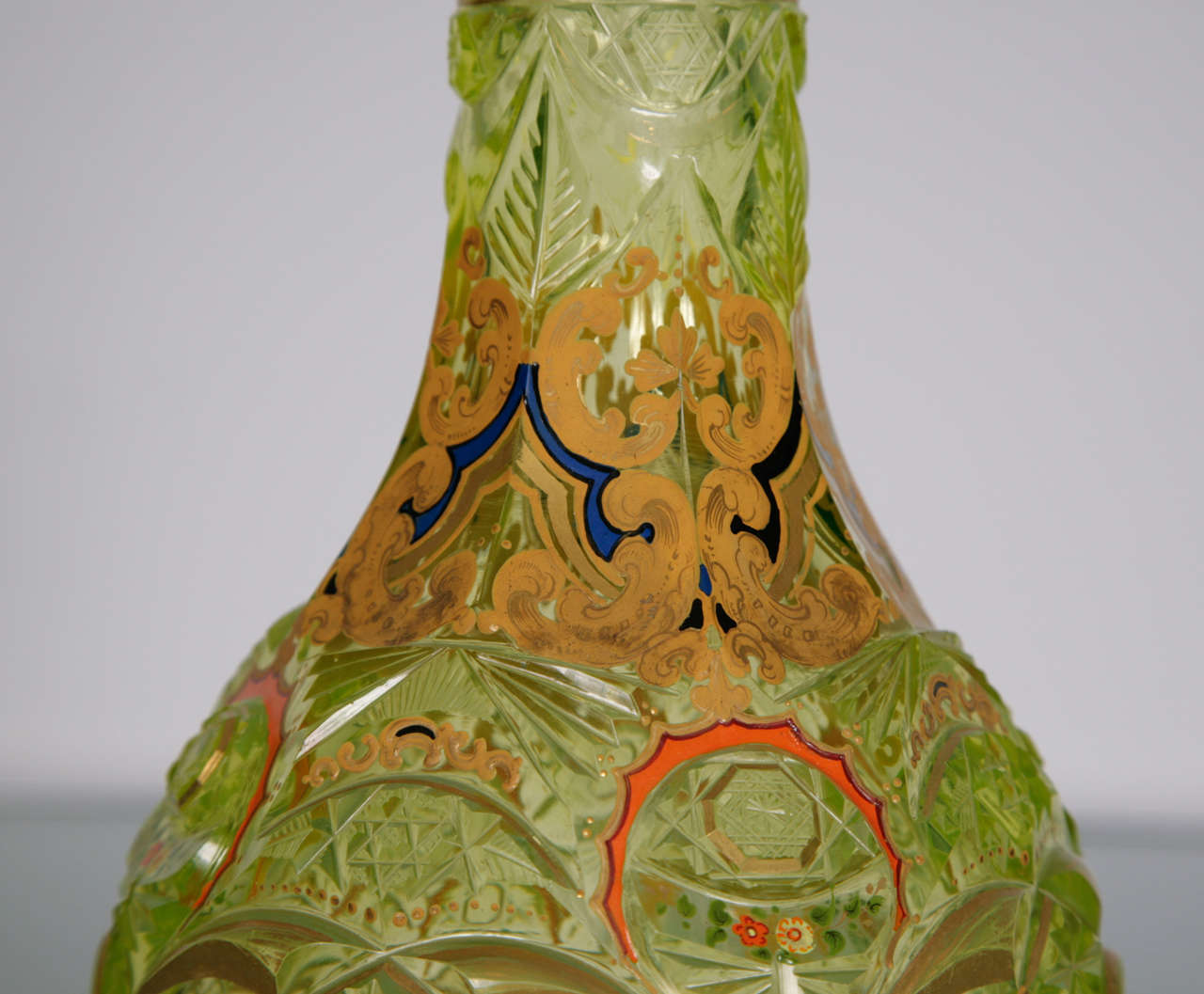 Persian Bohemian Glass Hookah Vase For Sale