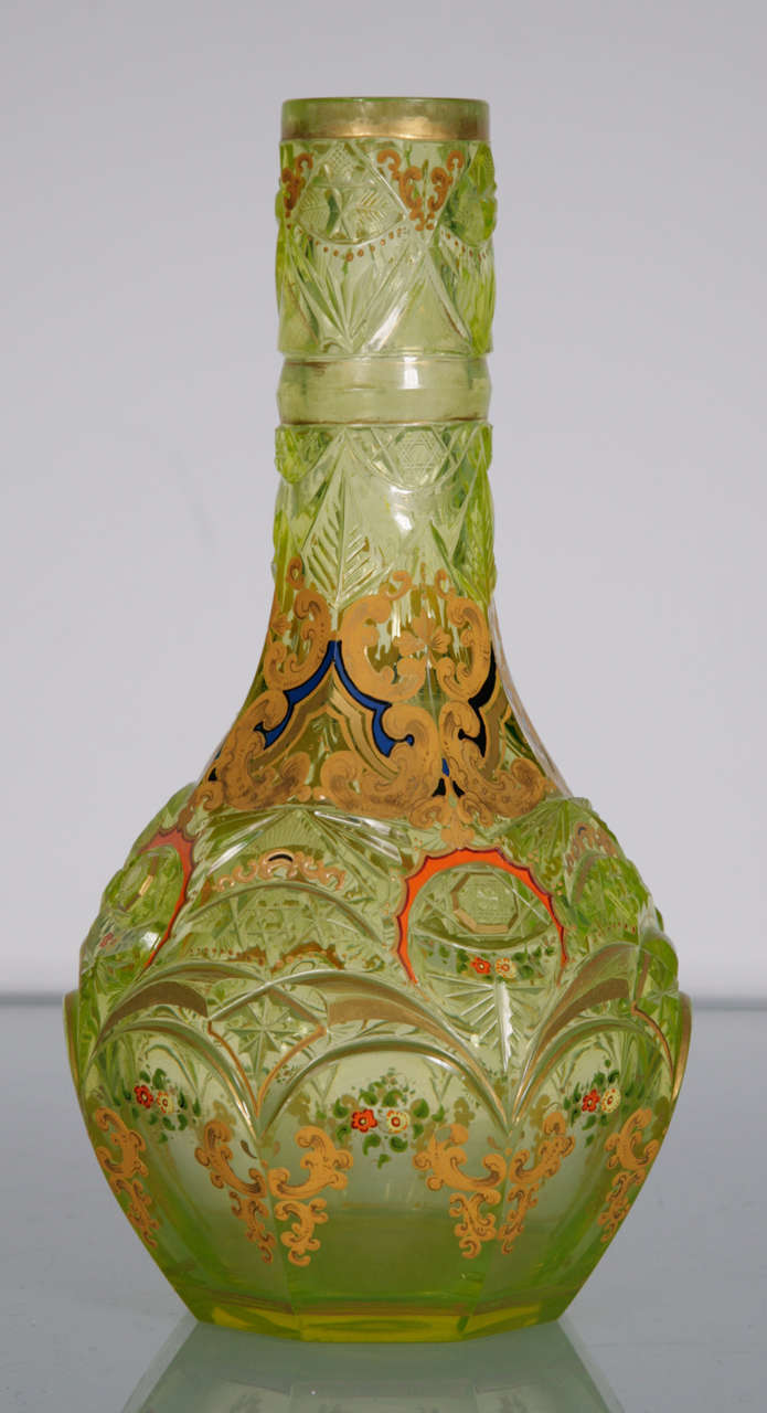 Irenian cut glass decorated with enamels and gilt.