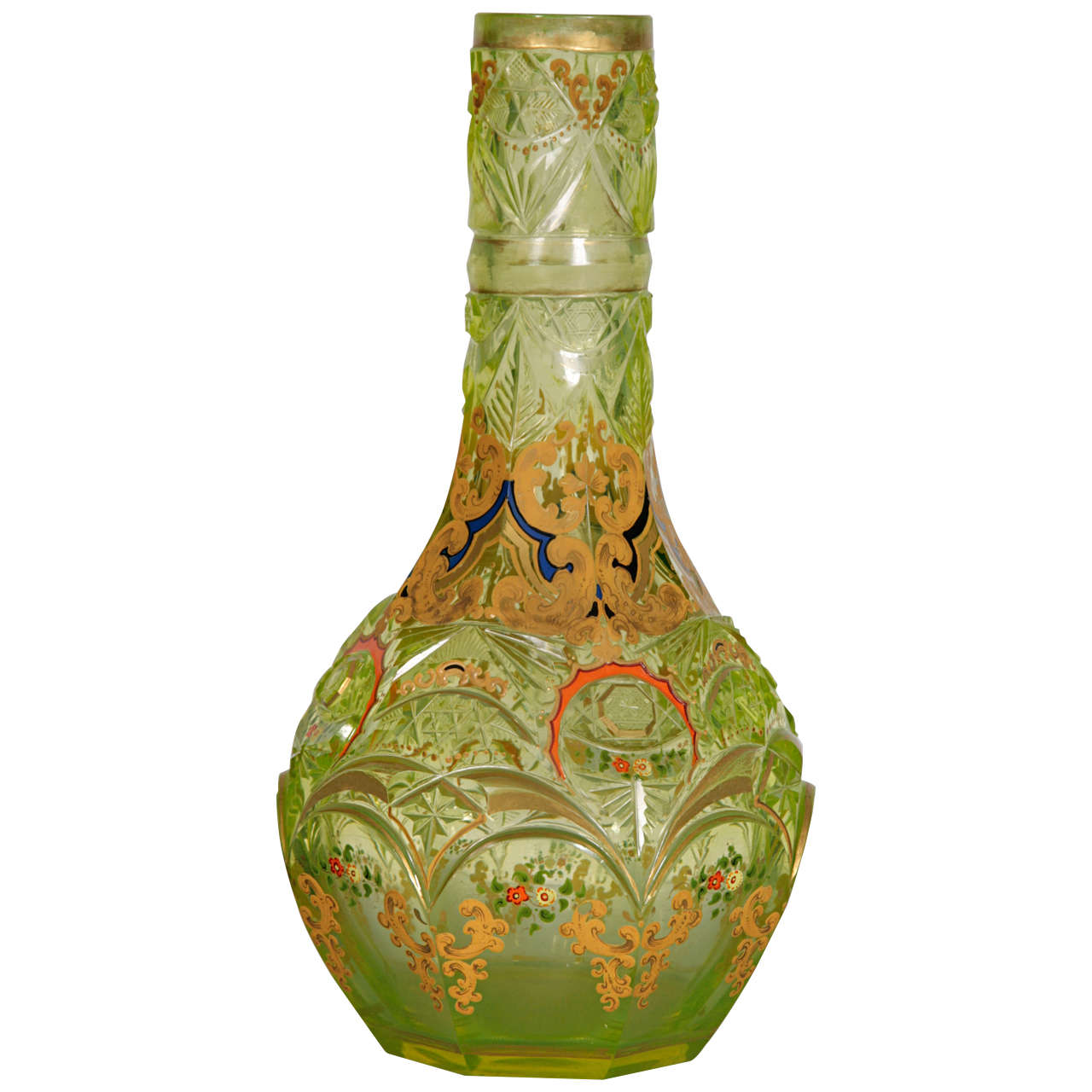 Bohemian Glass Hookah Vase For Sale