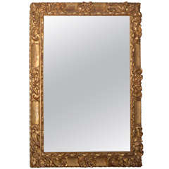 18th century Baroque Spanish wood carved gilted mirror