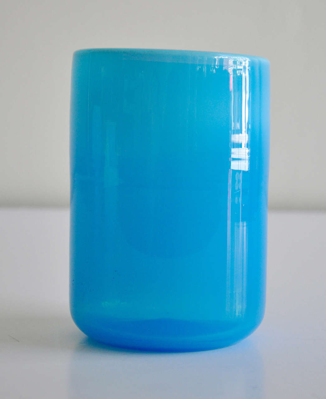 Opaque Blue Glass Vases by Erik Hoglund In Excellent Condition For Sale In Winnetka, IL
