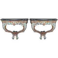 Antique Pair of Rococo Style Consoles