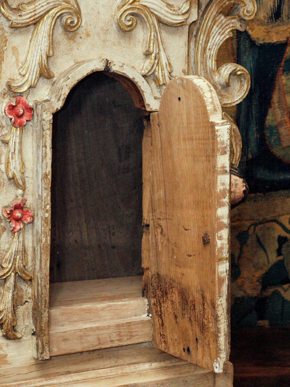 Rococo Italian  Polychrome Tabernacle For Sale