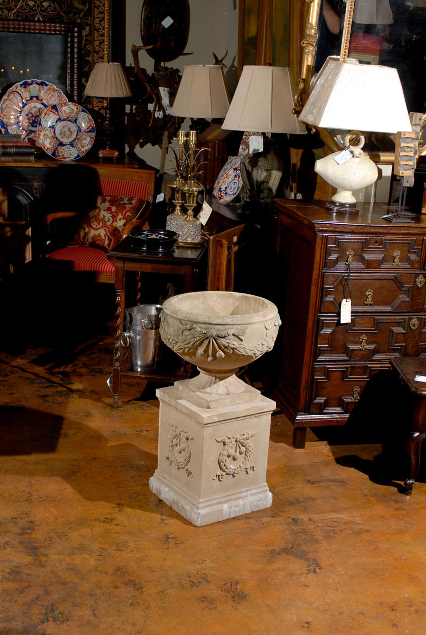Pair of Vintage Urns on Pedestals