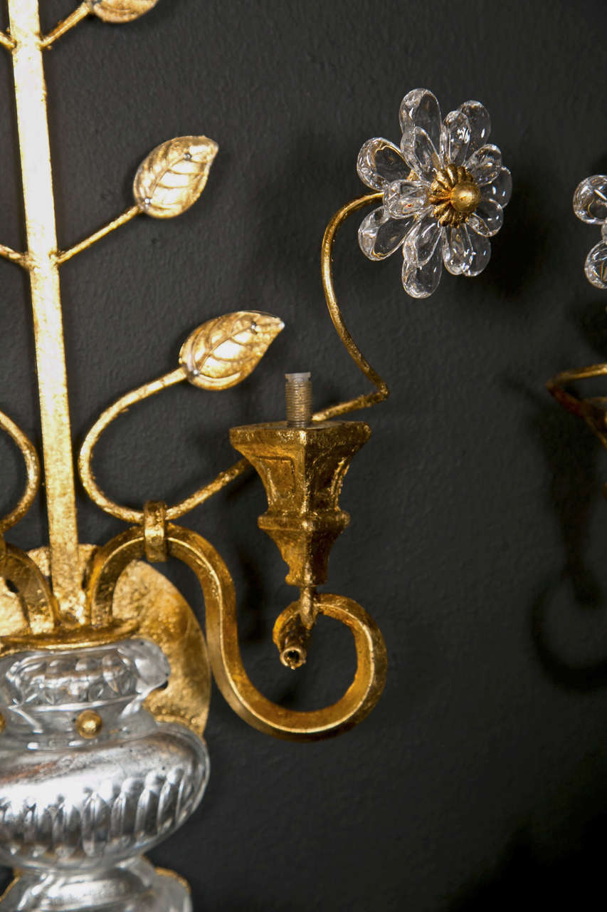 Gilt French Bagues Sconces Circa 1930 For Sale