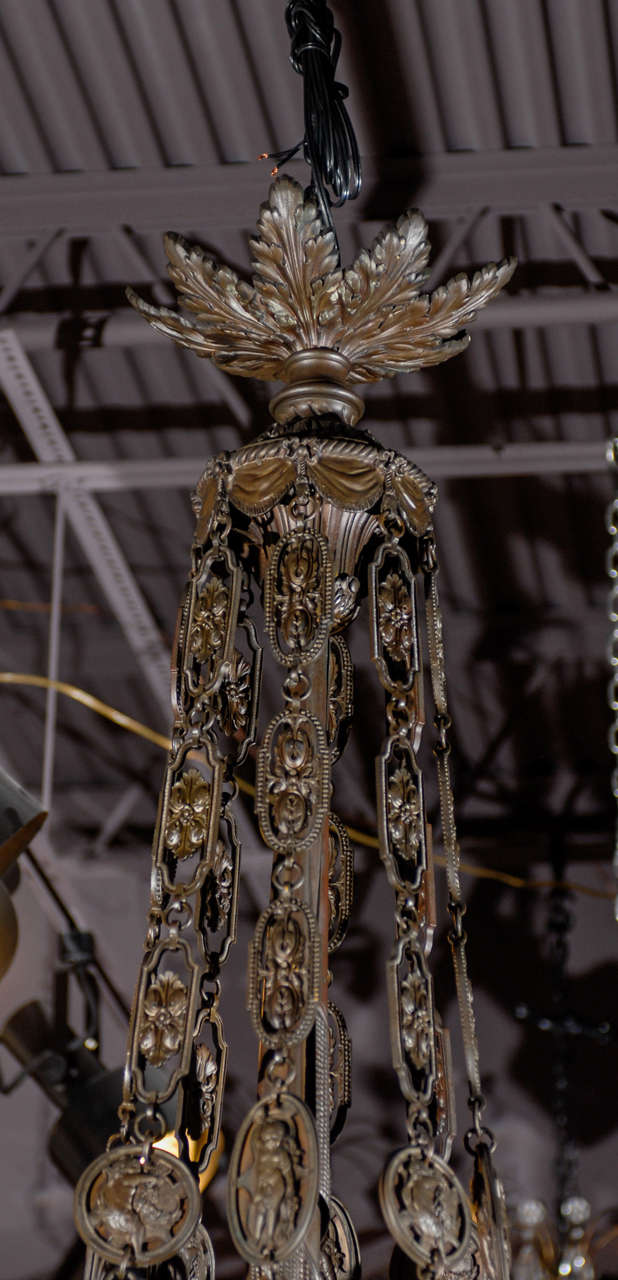 French Antique Chandelier. Very Unusual Bronze Chandelier For Sale