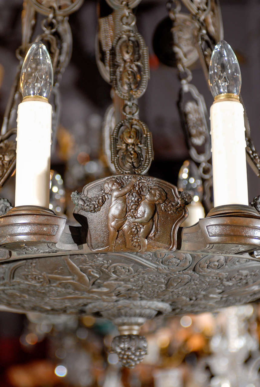 Antique Chandelier. Very Unusual Bronze Chandelier For Sale 1
