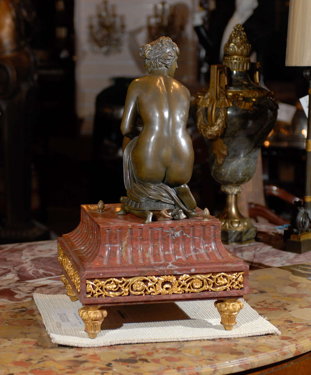 19th Century Gilt Bronze and Marble Figural Clock For Sale
