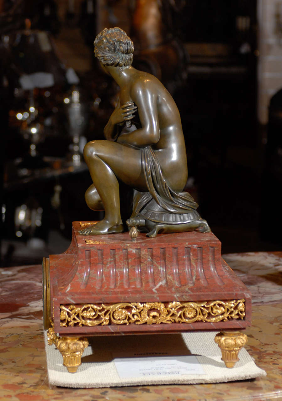 Gilt Bronze and Marble Figural Clock For Sale 1