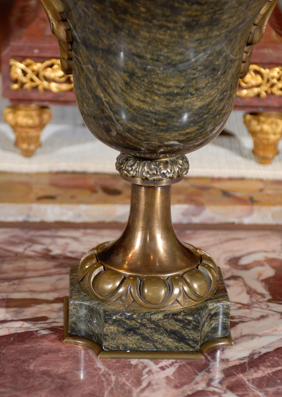 Antique Bronze and marble urn For Sale 2