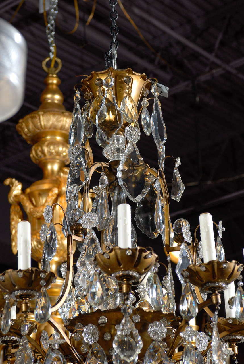Antique Chandelier. Jansen chandelier of gilt bronze and crystal For Sale 3