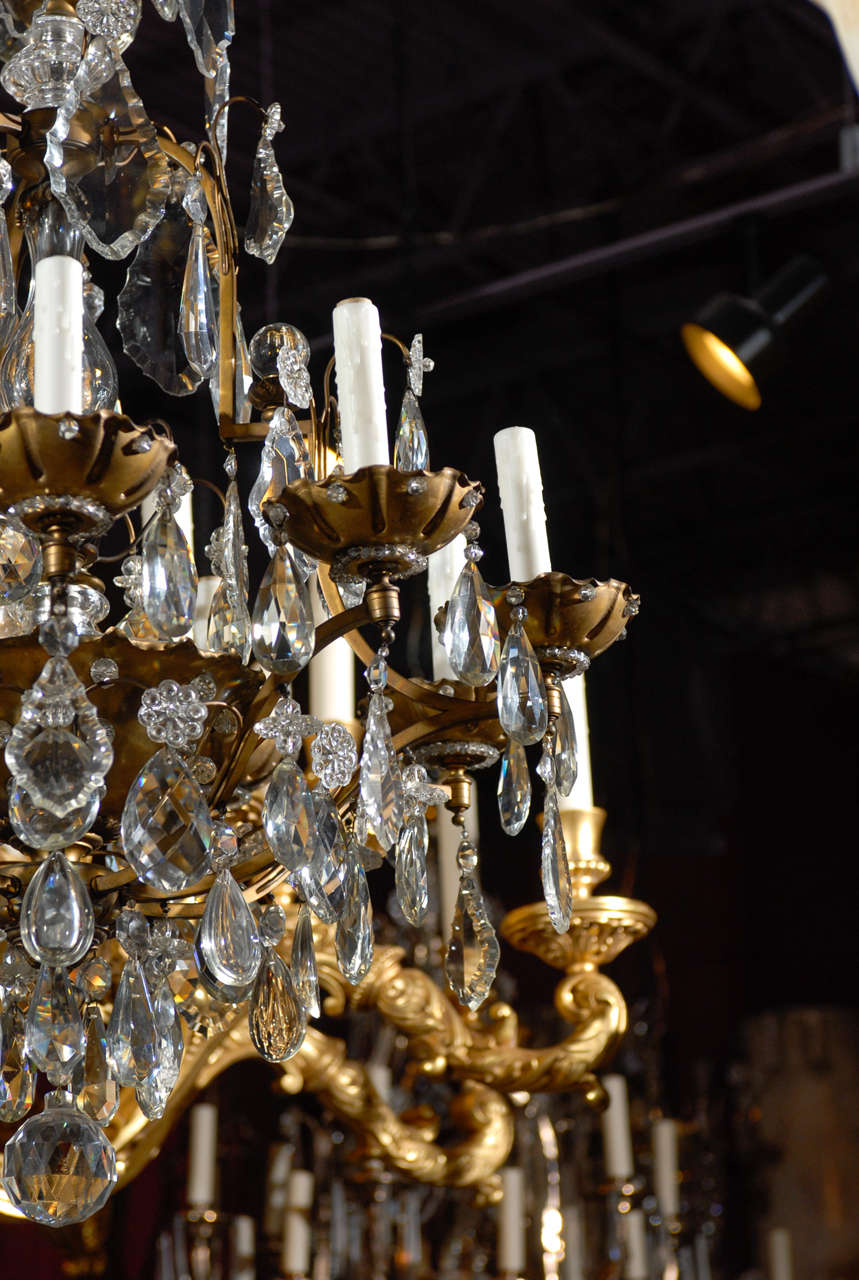 French Antique Chandelier. Jansen chandelier of gilt bronze and crystal For Sale