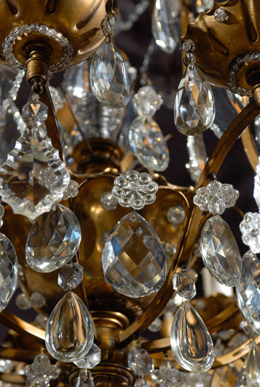 Crystal Antique Chandelier. Jansen chandelier of gilt bronze and crystal For Sale