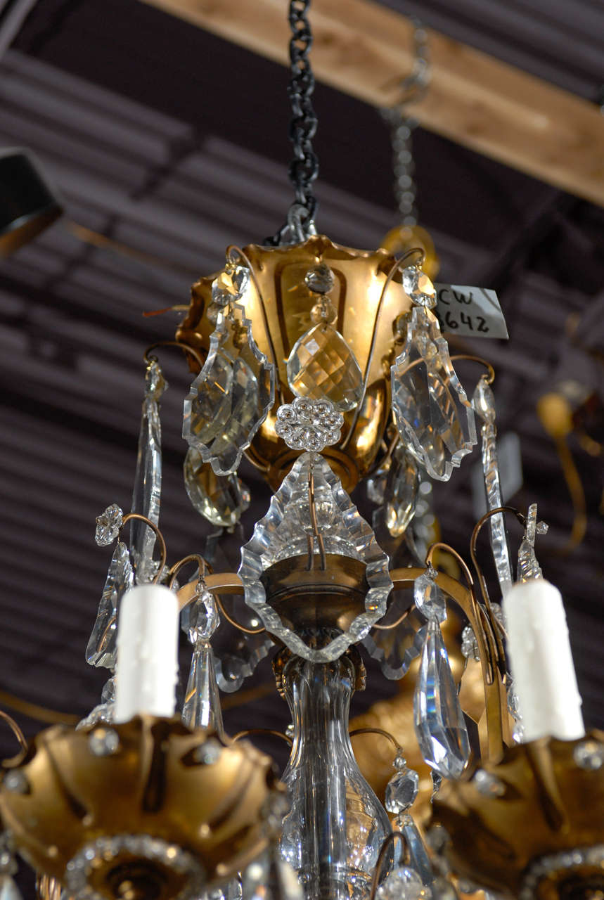 Lustre ancien Lustre Jansen en bronze doré et cristal en vente 2