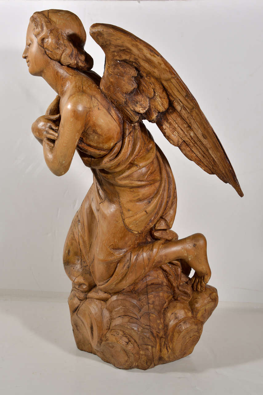 Pair of Antique Carved Wooden Angels 1