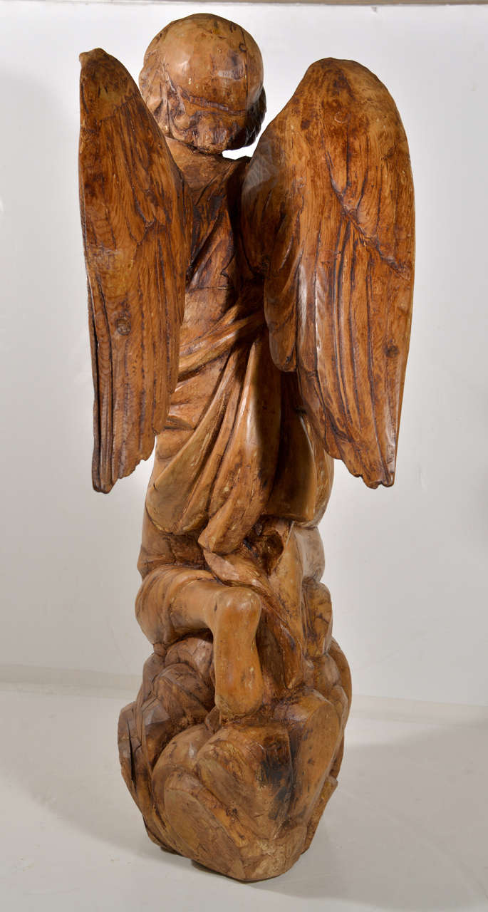 Pair of Antique Carved Wooden Angels 2
