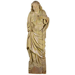 Large 17th Century Hand-Carved Wooden Statue 4