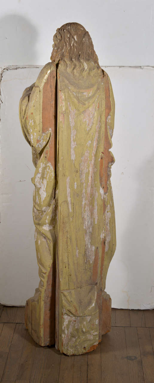 Large 17th Century HandCarved Wooden Statue For Sale at 1stdibs