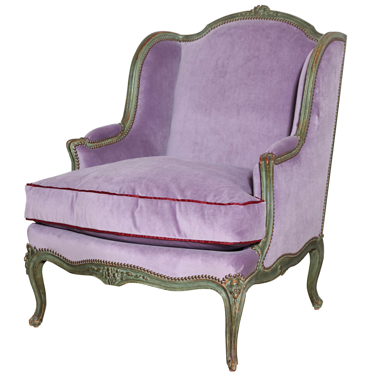 A Carved and Painted Large Louis XV Style Bergere, Mid 18th Century
