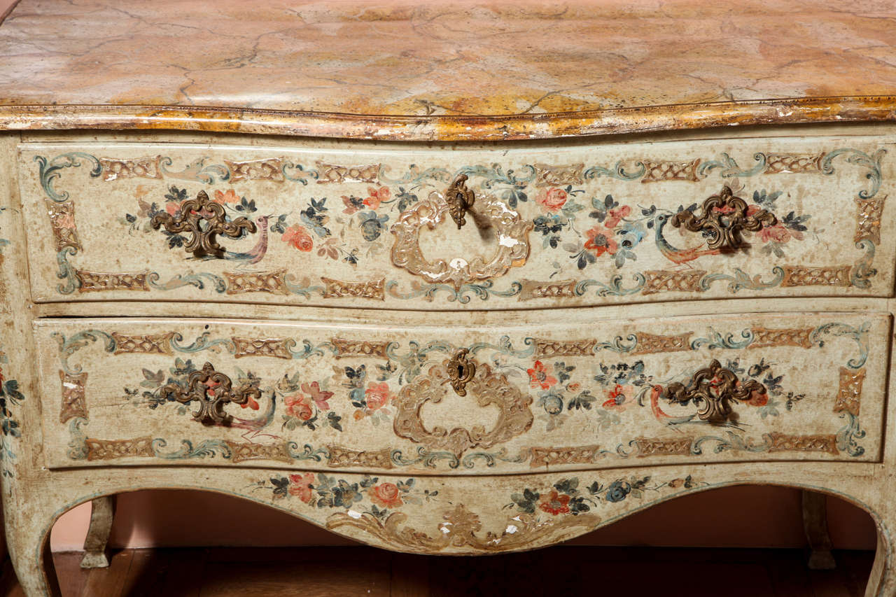 A Pair of Italian Rococo Style Painted Commodes For Sale at 1stDibs